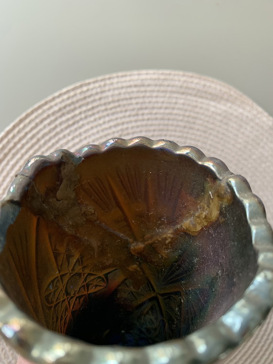 Image 1 of Vintage Brockwitz Carnival Glass Vases - Set of 2