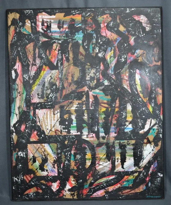 Bernard Laymet (20th Century) "Untitled" Acrylic on Canvas Signed – Paintings & Drawings, Abstract (photo 2 of 9)