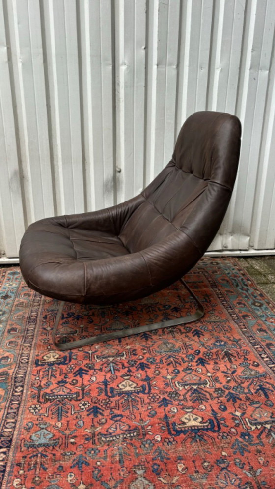 Image 1 of Mid-century leather armchair with ottoman