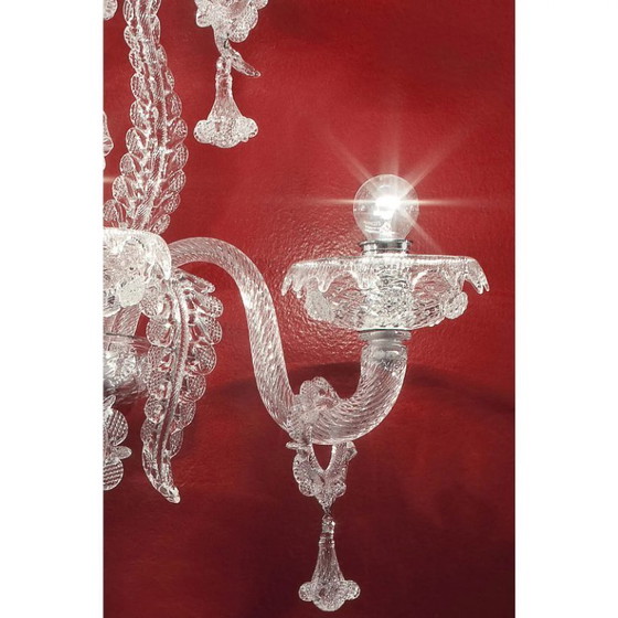 Image 1 of Venetiaanse keizerlijke, transparante Murano glazen Floreal wandlamp