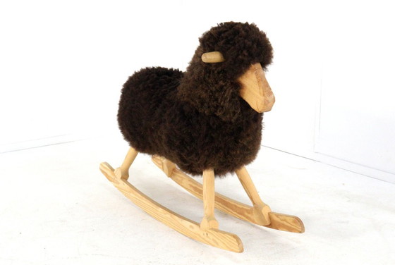 Image 1 of Pvol Kjer mouton à bascule danois vintage en véritable laine de mouton