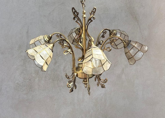Lustre vintage italien en laiton – Brass (photo 9 of 10)
