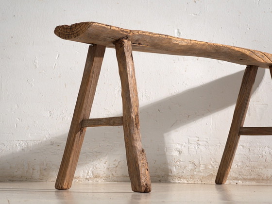 Antique Elm Wood Bench, China, circa 1900, Benches, Rustic (photo 6 of 9)