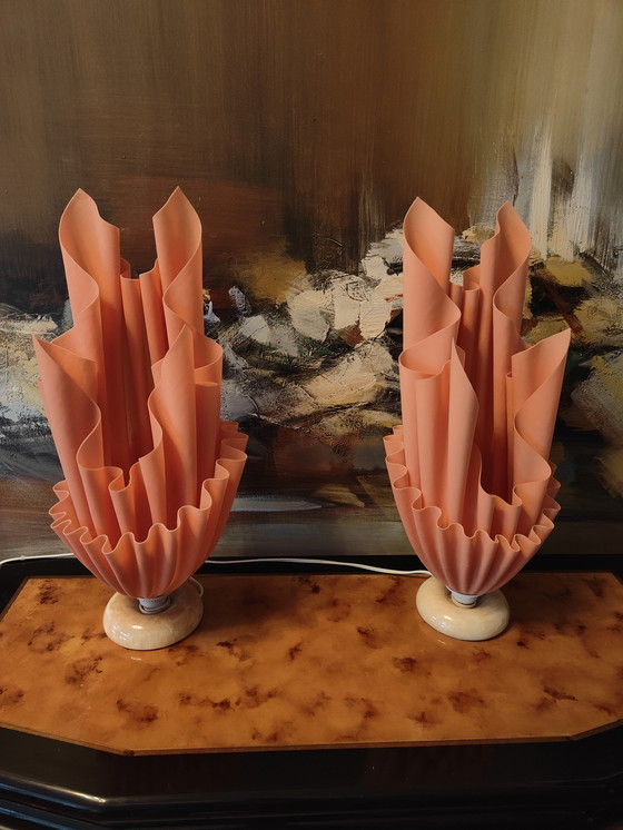 Image 1 of  2 Zakdoeklampen, Georgia Jacob design ATHENA, jaren 70, abrikoos