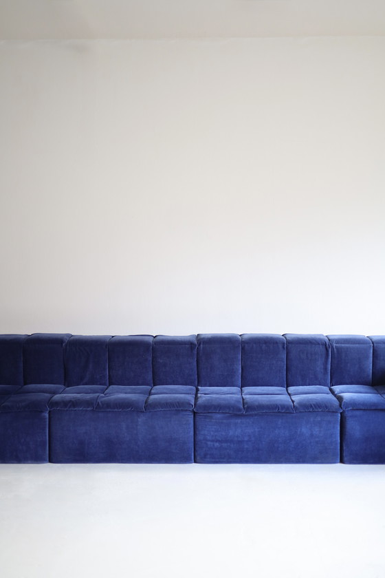 Image 1 of Modular sofa, 4 elements, blue velvet