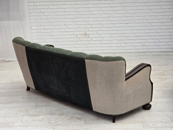 Dänisches 3-Sitzer-Sofa aus den 1960er Jahren, Möbelwolle, Eichenholz. – 3-5 Sitzer Sofas, Wood, Wool (photo 10 of 17)