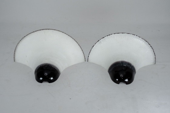 Pair of Large Labeled Barbini Murano Glass Wall Sconces. Italy 1970s, Chandeliers, White (photo 6 of 9)