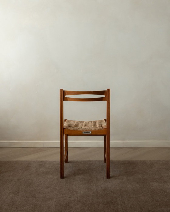 Image 1 of Vintage Italian Rustic Modern Dining Chairs by Snaidero, 1970s, Set of 5