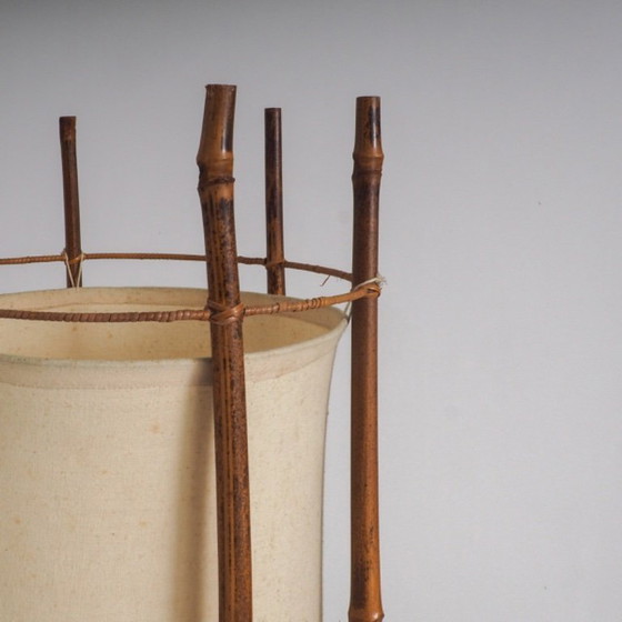Große Stehlampe aus Bambus und Leinen von Louis Sognot – Stehleuchten, Textile (photo 9 of 17)