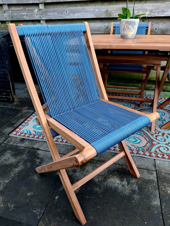 Image 1 of Teak garden set with 4 folding chairs