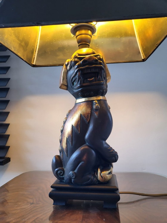Image 1 of Foo dog tafellamp, Deknudt, jaren 1970, België.