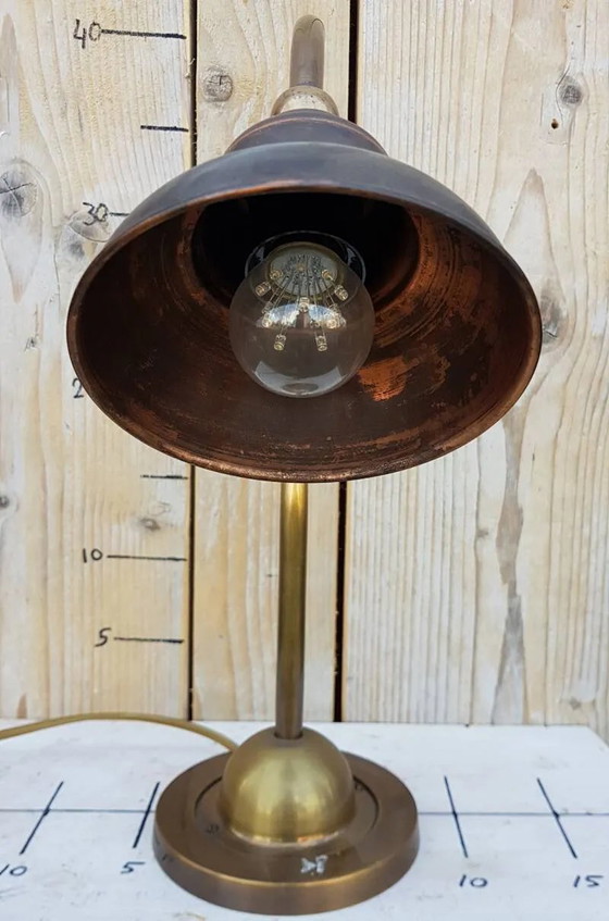 Antique English copper desk lamp, Table lamps, Brass, Vintage (photo 4 of 6)