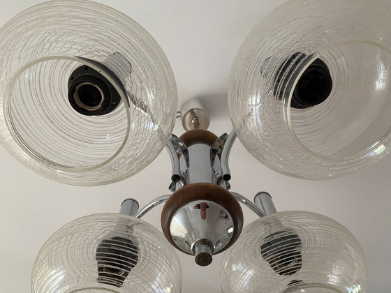 Lampadario vintage EMI Poljčane Sputnik, Jugoslavia, anni '70 – Chrome, Glass (photo 6 of 14)