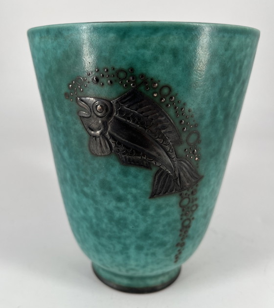 Gustavsberg “Argenta” vase (model 9780) – Wilhelm Kåge – Swedish Grace / Art Déco – Ceramic, Silver (photo 8 of 10)