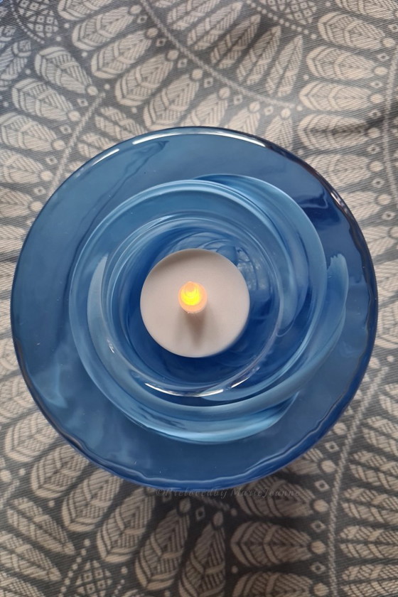 Image 1 of 1x Kosta Boda Atoll Teelichthalter schönes Hellblau.