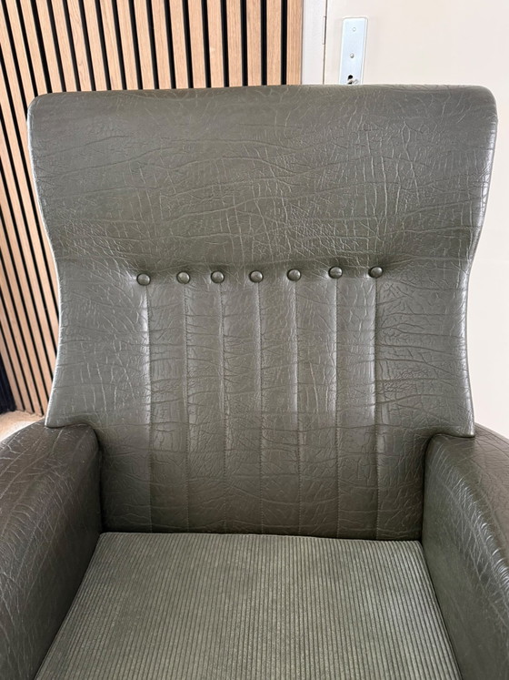 Fauteuil vintage années 50-60 – Skai, Textile (photo 5 of 7)