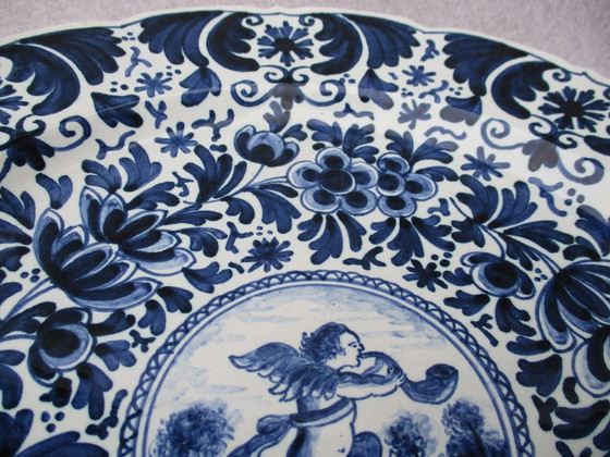 Image 1 of Cerámica antigua de Delft, plato y cuenco azul y blanco, cerámica antigua de Delft, pintados por P.H.v. Praag.