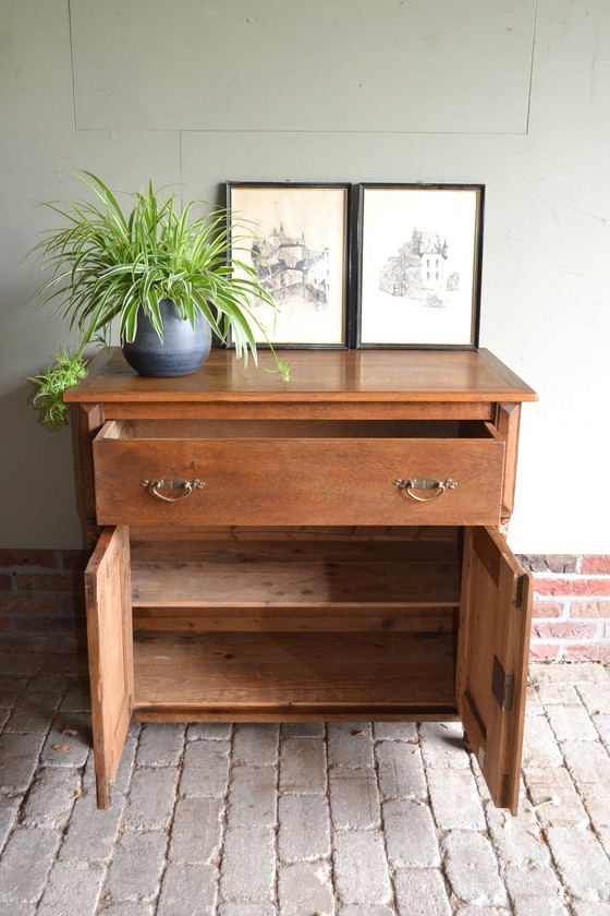 Image 1 of Antique oak wooden sideboard.