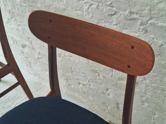 Coppia di sedie da pranzo in teak massiccio, Danimarca anni '60 – Tessile, Legno (photo 5 of 9)