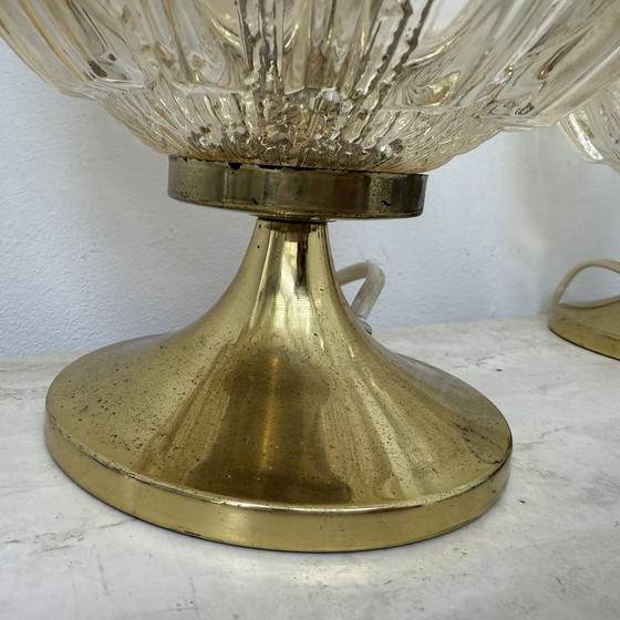 Image 1 of Mid Century Set van 2 Wortmann & Filz glazen tafellampen, 1970
