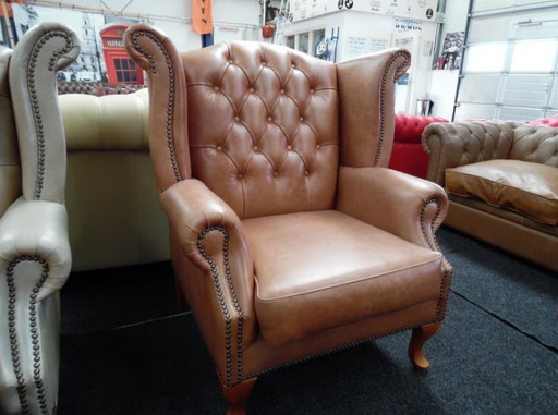 Chesterfield Fauteuil King Bruin Leer