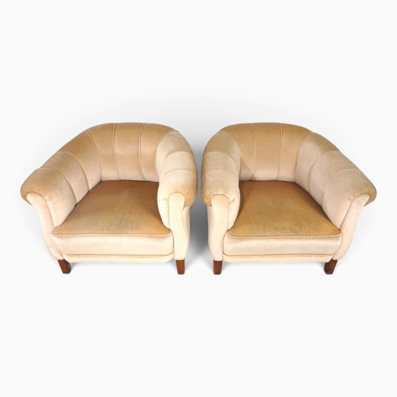 Een paar art-deco clubstoelen in champagnekleurig mohair, 1930 – Fauteuils, Textile (photo 7 of 20)