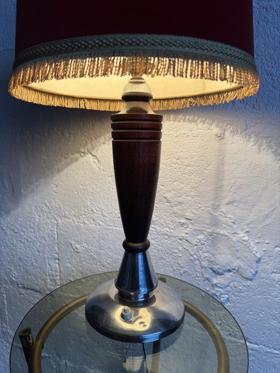 Image 1 of Art Deco lamp in wood and chrome