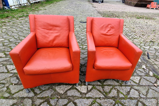 2 Leolux Paian Fauteuils Oranje 