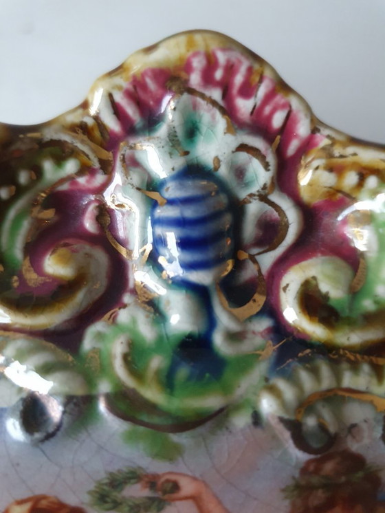 Image 1 of Rijk gedecoreerde porseleinen jardinière rococo-stijl 30x18 cm