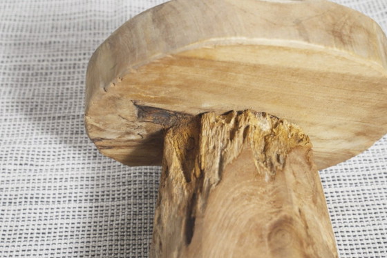 Taburete de Raíz de Teca, Mesa Auxiliar Escultórica de Madera Natural, Soporte Rústico Orgánico Wabi Sabi de (foto 15 de 16)