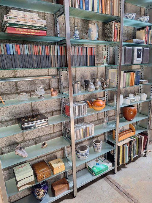 Armoire murale en métal - Bibliothèque avec étagères en verre