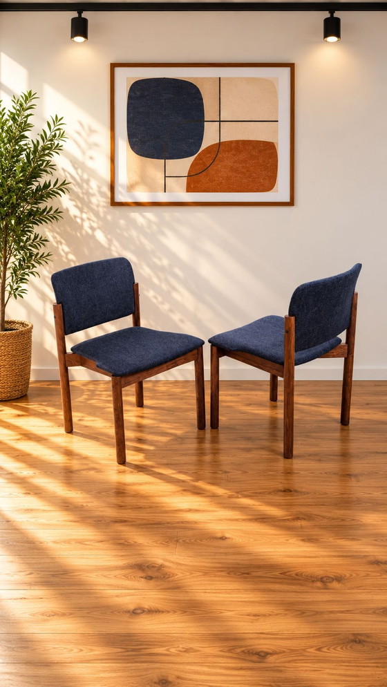8 sedie da pranzo Kush+co vintage design scandinavo, Tessile, Legno, Blu (foto 11 di 11)
