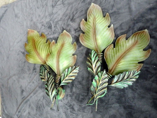 giant sconces painted murano glass leaf 63cm