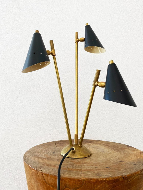 Image 1 of Lampada italiana in ottone a tre teste, design anni '50