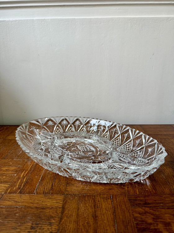Image 1 of Plat apéritif en verre ciselé 