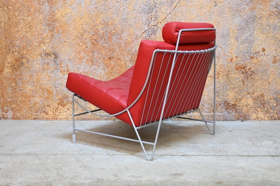 Image 1 of Red leather Leolux Volare designer armchair