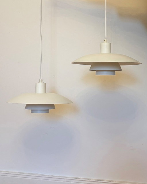 2× Louis Poulsen PH 4/3 Pendelleuchten – Vintage Danish Design – hanglampen, Metal