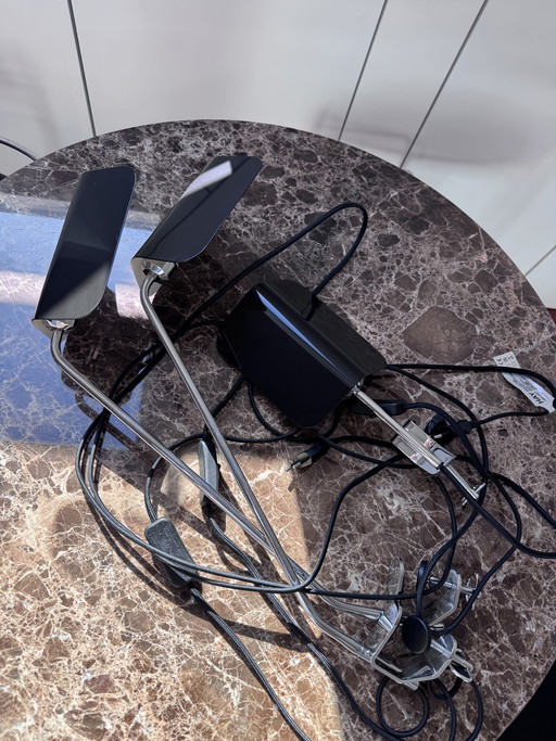 Lot de 3 lampes de bureau HAY Apex - Métal noir - Base étau - Orientables