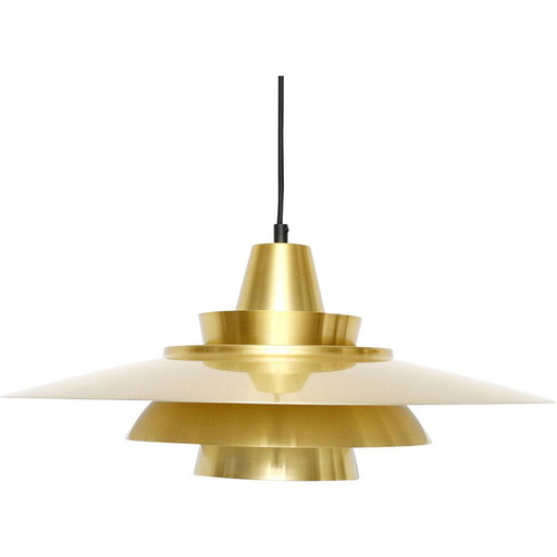 Vintage messing hanglamp voor Superlight, Denemarken 1970