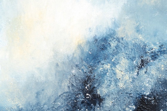Original Framed Blue Abstract Landscape Painting, Acrylic on Canvas - I Was Looking for This (photo 16 of 19)