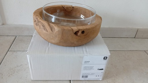 coupe à fruits teck verre NEW Leonardo Terra Beehive