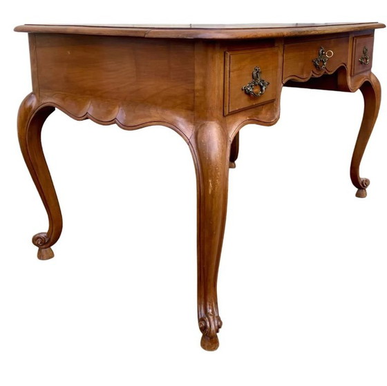 Image 1 of Platte bureau in Louis XV-stijl met 3 lades