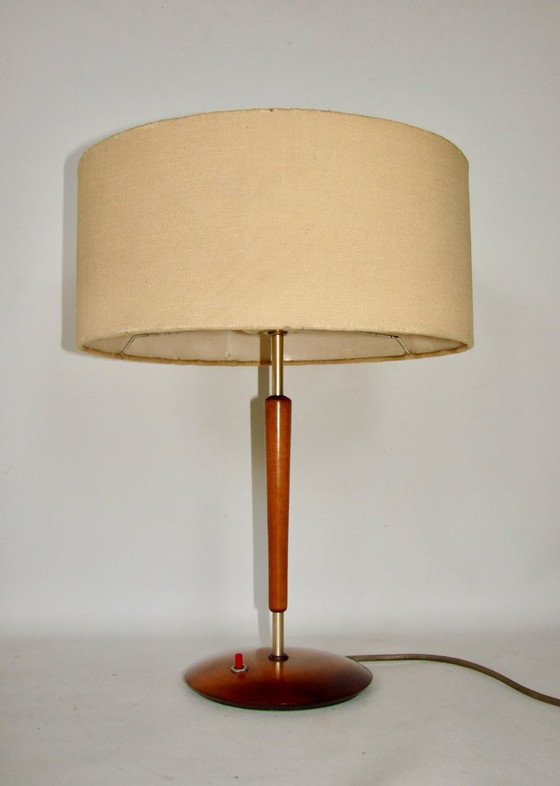 Image 1 of Lampada da tavolo vintage danese degli anni '60: legno, metallo, plastica