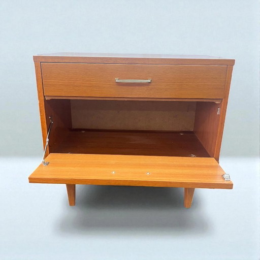 Table de chevet vintage style Mid Century | Table d'appoint avec tiroir & abattant | Rétro années 50/60