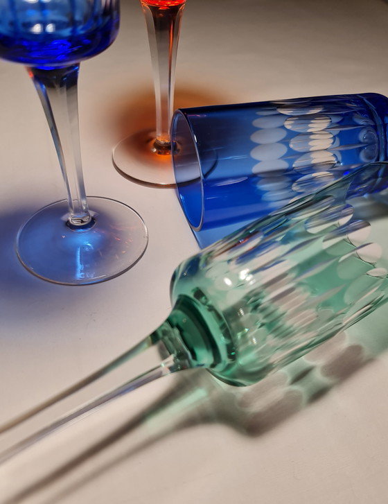 Image 1 of Champagne glasses crystal glass colorful 4 pieces