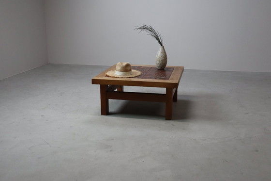 Image 1 of Tavolino in ceramica botanica di metà secolo in rovere, anni '60