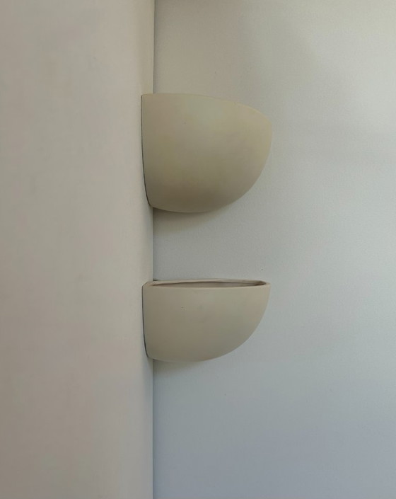 Image 1 of Pair of white matte porcelain corner sconces, France 1970