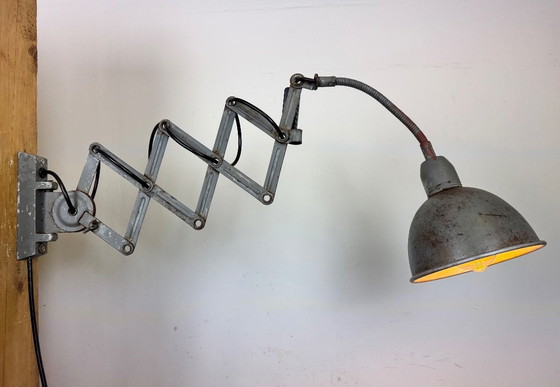 Image 1 of Grey Industrial Gooseneck Scissor Wall Lamp from Elektroinstala, 1960s