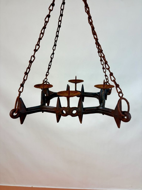 Image 1 of Lampadario brutalista in ghisa anni '70