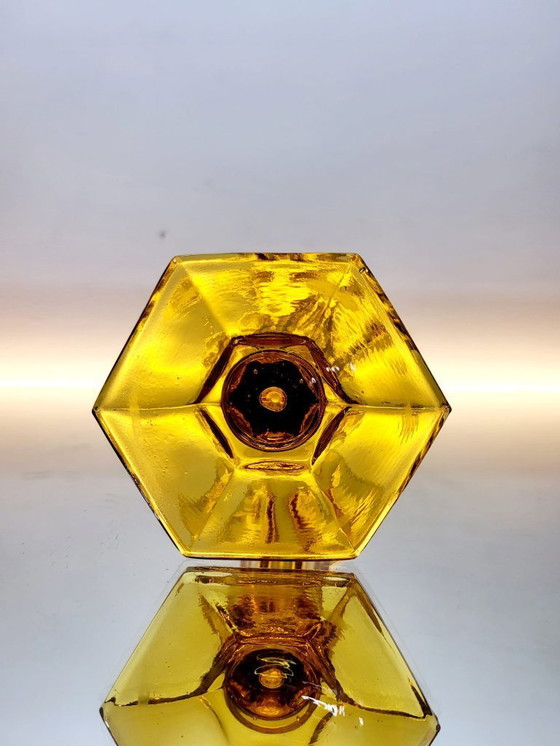 Image 1 of Val Saint Lambert Art deco Vase, Luxval Serie Modell Américain, bernsteinfarben, Belgien